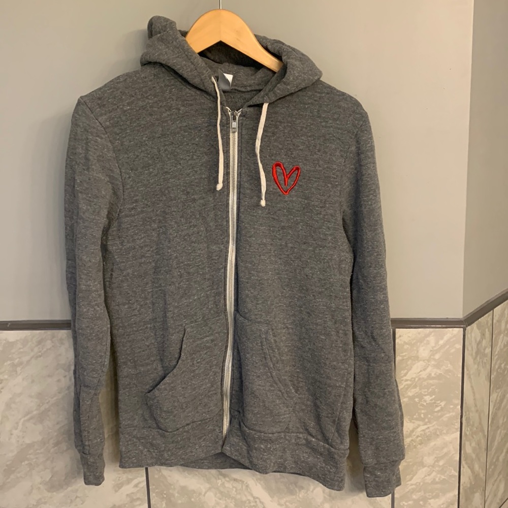 Alternative Apparel Cozy Embroidered Zip Front Hoodie